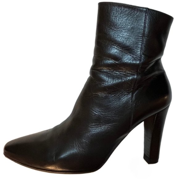 Saint Laurent Black Leather Semi Pointed Toe Ankle Booties  Size 38 (US size 8) - Picture 12 of 16